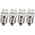 Ruiandsion 4pcs E10 LED Bulb DC 1.5V 0.5W 6000K White LED Bulb for Torch Light Flashlight Light,Negative Earth
