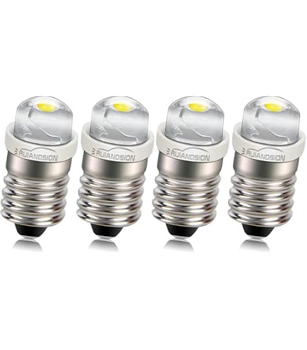 MECCANIXITY 24V/0.02A E10 Mini LED Light Bulbs, 10Pcs Miniature Screw Bulbs Flashlight Bulbs for Scientific Experiment Lighting DIY Accessories, Cold White Light