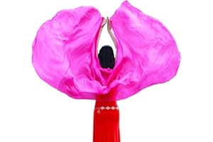 TMZAQH Women Real Silk Belly Dance Veils Silk Hand Scarves Fire Flame Colors