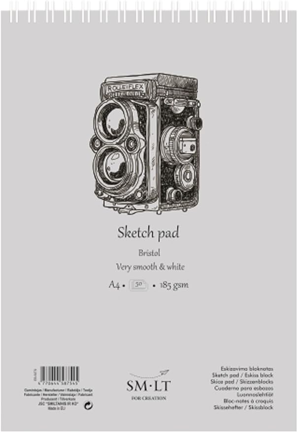 SM. LT 50ts Authentic Line A4 Sketchpad and Smooth Bristol Paper, 50