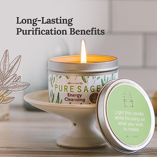 Magnificent 101 Long Lasting Pure White Sage Candle 6 Oz 35 Hour