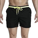DESMIIT Men's Pockets Short Swim Trunks Beach Shorts with Mesh Lining