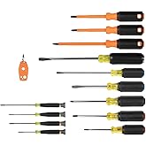 Klein Tools 85814 14-Piece Screwdriver Set, 4 Precision, 5 Standard Drivers with Color-Coded Handles, 3 Insulated Screwdrivers, 1 Demolition Driver, and Magnetizer