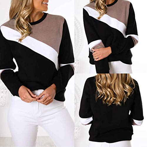 Goddesslili Womens Tops, 2019 New Fashion Design Patchwork Long Sleeve T-Shirt Blouses for Women Girls Ladies Casual Office Wear, Back to School Supplies, Cozy and Comfortable