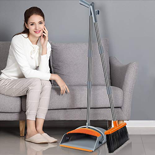 Kelamayi Broom and Dustpan,Dust Pan and Broom Set Standing Upright