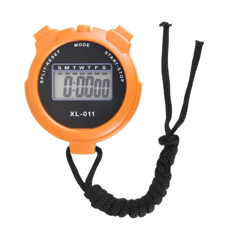 Digital Water-Proof Stop Watch, Multifunctional Sports Stop Watch for Swimming, Running, Basketball and Football, LCD Display Chronograph with Alarm Clock (Orange)