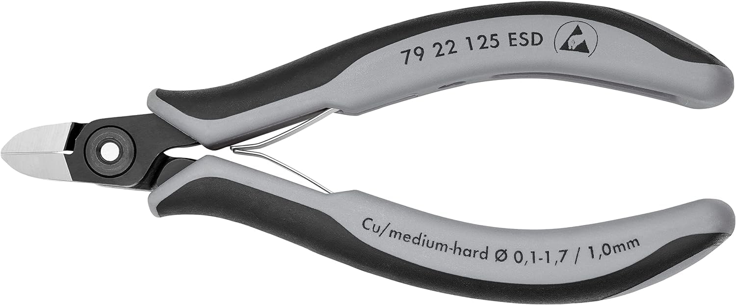 KNIPEX Precision Electronics Side Cutter ESD with Multi-Component Handles 125 mm, 79 22 125 ESD