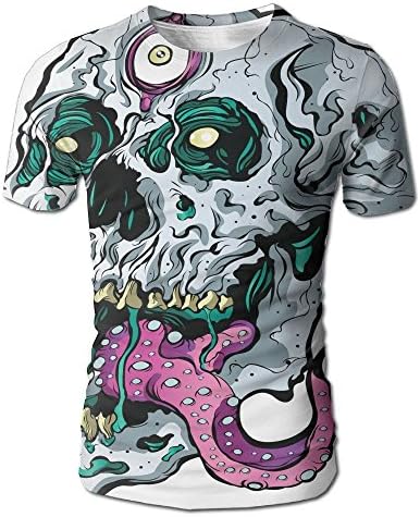 Skull With Three Eyes PROTRUDING Tongue Men Fashion Casual Round Neck Short Sleeve