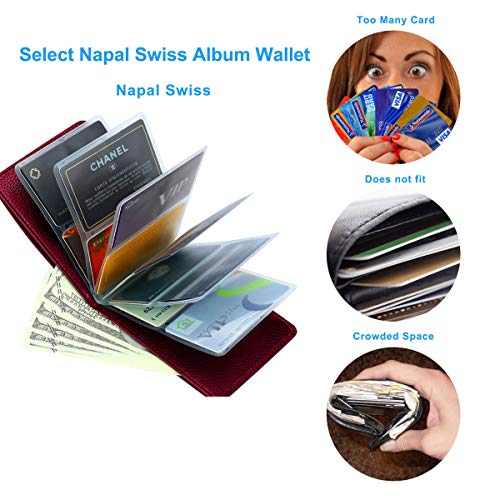 Napal Swiss Top Genuine Leather Amazing RFID Security Credit Card Case Holder Magic Slim Back Pocket Wallet for Men or Women