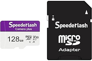 Micro SDXC Memory Card 128GB-Speederlash Camera Plus TF Card with Adapter, Up to 90MB/s Read Speed, 4K UHD&5K Video Support, 