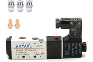 Solenoid Valve DC24V AirTAC 4V110-06 1/8"PT Pneumatic Air 2 Position 5 Way Electric Single Coil Pilot-Operated