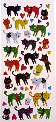 Sticker for Kids Cat 25 Colorful Cats Puffy Stickers Animals Decorative Stickers Photo Album Stickers Scrap booking Decorations