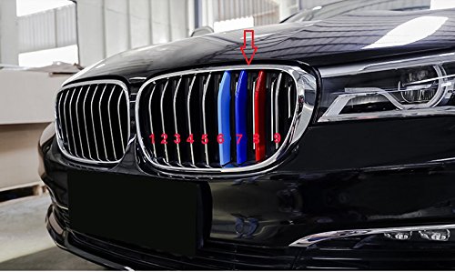 for 16-17 BMW 7 Series G11 G12 (9Grilles one Side) 3D M Styling 3 Colors Front Grille Trim Motorsport Stripes Grill Cover Performance Stickers 3Pcs
