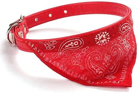 DreamAuro Faux Leather Adjustable Scarf Cum Neckerchief Collar for Dog/Cat/Puppy/Kitten (Red)