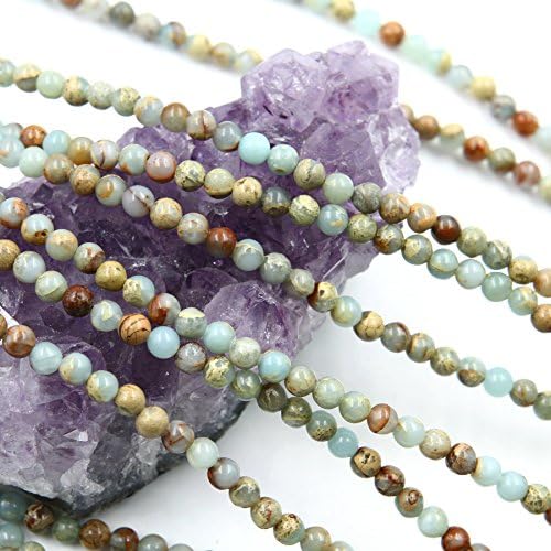 96 pcs 4mm Aqua Terra African Opal Impression Jasper (N) Loose Spacer Beads Round 15.5 inch Strand