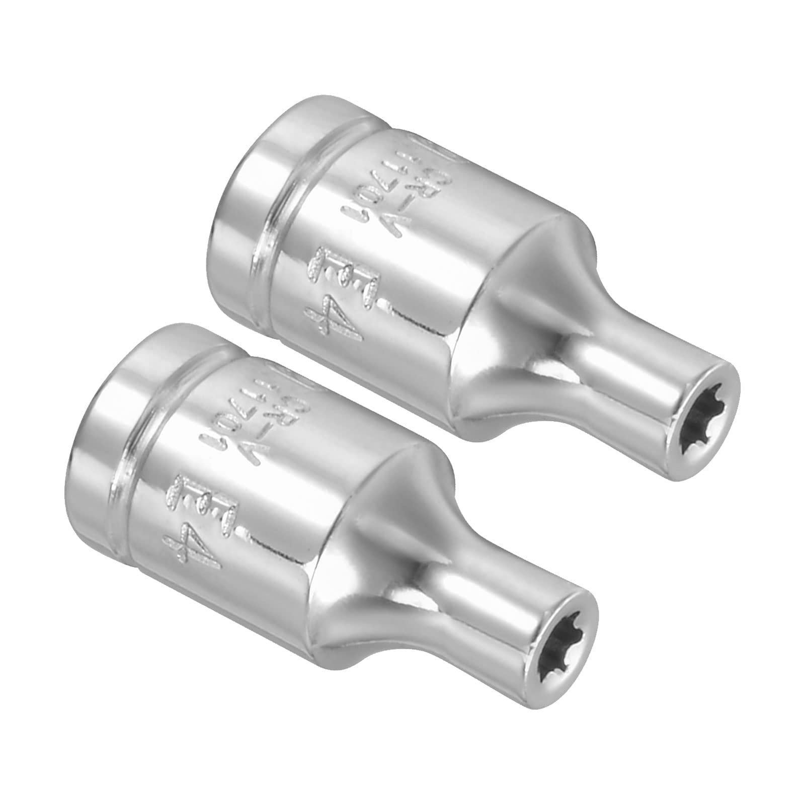 Kozelo 2pcs External Torx Shallow Socket - [1/4 Inch x E4] Square Drive for Car Mechanical Equipment Repair Use, CR-V Steel Metric Sizes