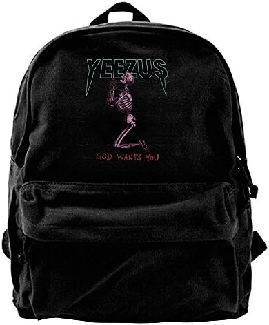 Kanye West Yeezus God Wants You Canvas Backpack School Rucksack Travel Backpack Laptop Backpack Black
