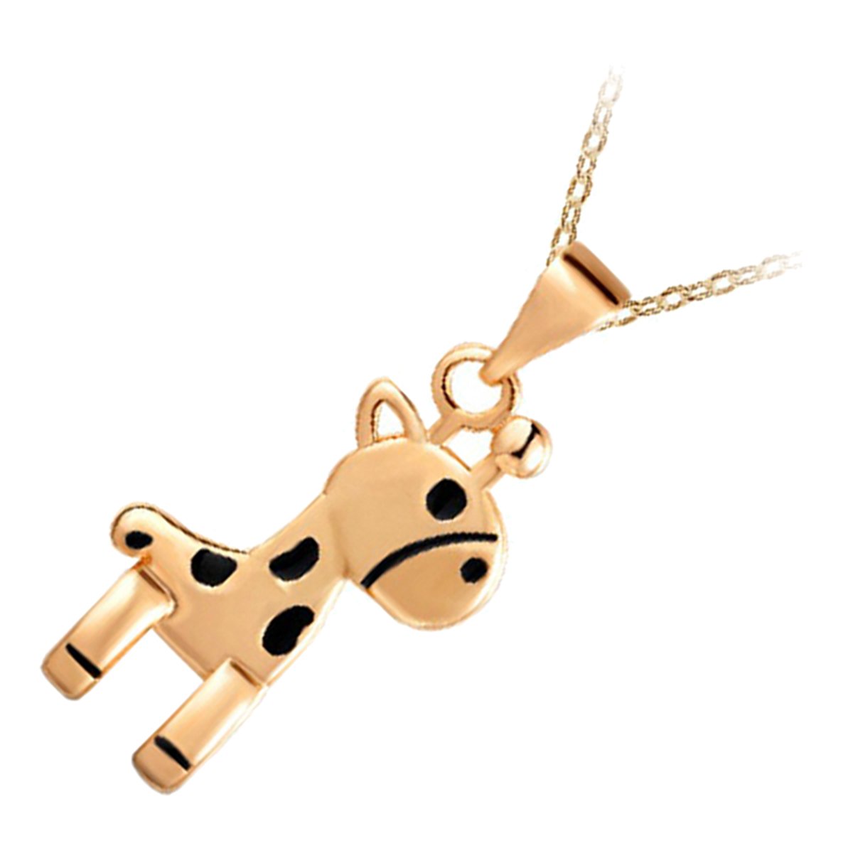 GWG Jewellery 18K Gold Coated Black Dotted Giraffe Shaped Animal Pendant Necklace in Gift Box for Women