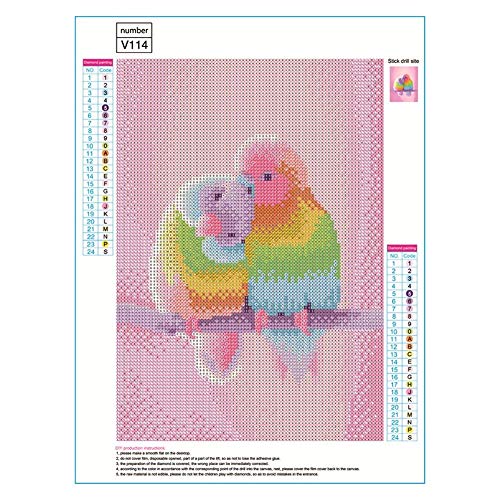 DIY 5D Pink Bird Diamond Painting Kits Full Drill Diamond Painting by Number Kits Pink Bird Cross Stitch Embroidery Mosaic Making Arts Craft for Home Wall Decor - Thumbnail 3