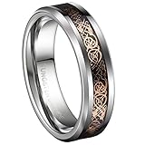 18K Rose Gold Plated Celtic Dragon 6mm Tungsten Carbide Wedding Band Ring Size 5-13 Half Size