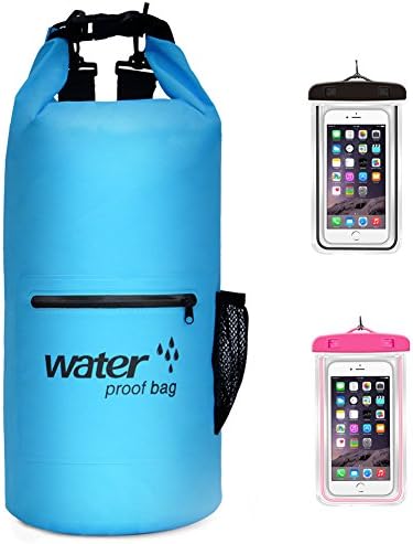 Waterproof Dry Bag Backpack for Kayaking with Extra Zipper Bags Floating Duffle Dry Gear Compression Sacks Adjustable Shoulder Straps for Boating Canoeing Rafting Hiking Camping 3 Pack (10L Blue)