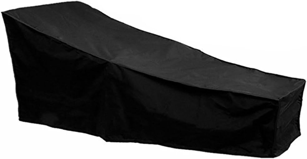 FlowersSea 1Pc Outdoor Sunbed Cover Waterproof Anti UV Garden Sun Lounger Covers Rattan Patio Furniture Protector Black 2.08m X 0.76m X 0.41-0.79m / 6.82ft X 2.49ft X 1.34-2.59ft (1, Black)
