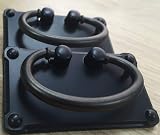 CONGGUAN 2pcs Black Vintage Antique Drawer Ring Pull Handles Cabinet Door view 4