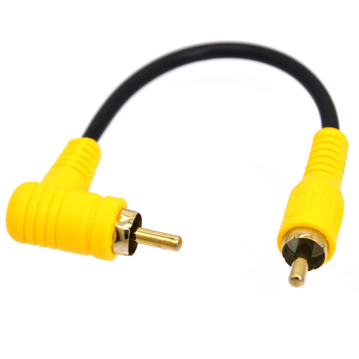 Right Angle RCA Cable, 90 Degree RCA Male To Male Cable, Short RCA Strereo Audio Cable, Gold-Plated Connectors for Home Theater,Subwoofer,HDTV, Home Stereo, DVD, Speaker 15cm (Male 90Deg To Male)