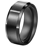 FANSING Couples 8mm Wedding Bands, Stainless Steel Ring, Mens Black Rings Womens, Size 13