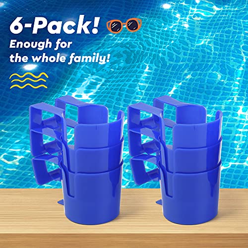 [Blue 6 Pack] Poolside Cup Holder for Refreshing Drinks Above Ground