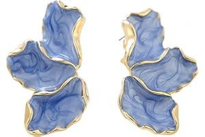 BIKE8 Irregular Petal Earrings for Women Statement Flower Earrings Colorful Thanksgiving Maple Leaf Earrings Trendy Chunky Floral Earrings Jewelry