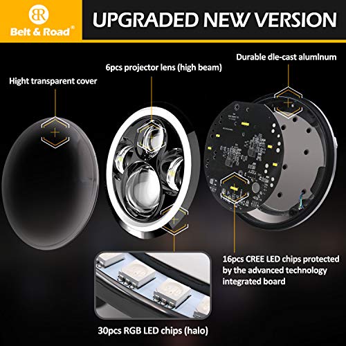 image for LI LEAD DOT H4 7'' Multi-color Halo Headlight & RGB Halo Passing Light