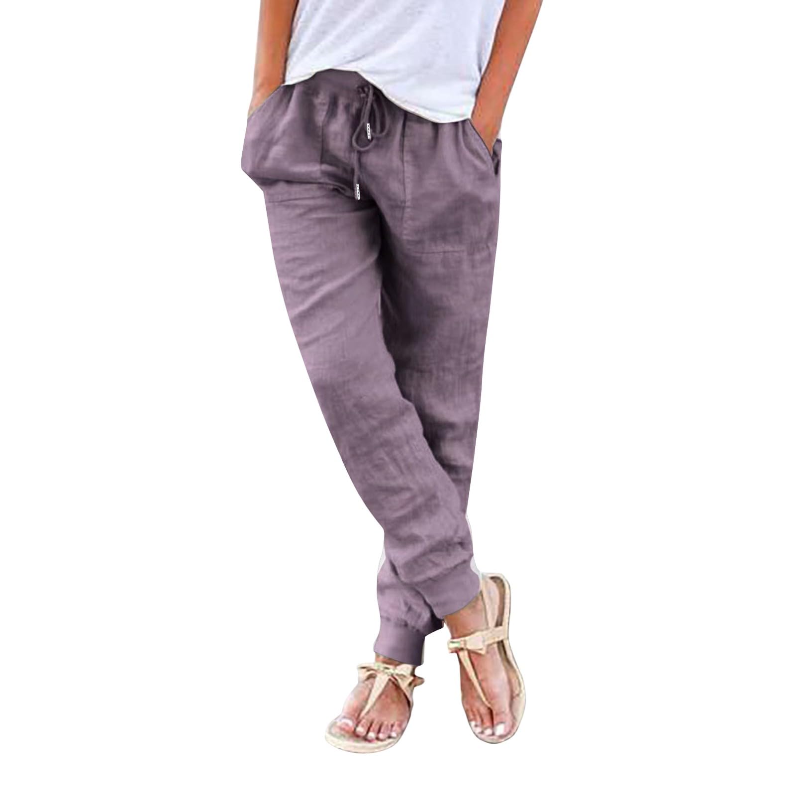 Womens Cargo Pants Waist Loose Wide Leg pocket