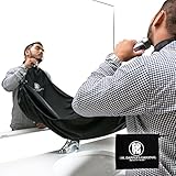 Dr Dappers Beard Bib Cape for Shaving - Beard Catcher & Hair Clippings Apron with Suction Cups for Mirror - Professional Salon Grade Black Hair Trimmings Cleaner for Men - Makes Grooming Disposal Easy