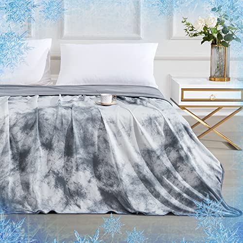 Elegear Cooling Summer Blanket, Cooling Fibres ARC-Chill 3.0 Q-MAX>0.5 Double-Sided Self-Cooling Summer Blanket for Better Sleep, Breathable And Lightness, 200×220cm, Tie Dye Grey