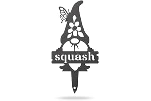 RealSteel Brand, Gnome Plant Markers for Outdoors, Garden Labels Metal Stake, Plant Tags, Garden Sign for Vegetables, Outdoor Decorations, Yard and Gardening Gift - Squash