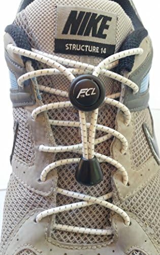 Fast Compete Laces No-tie Reflective Elastic Button-Lock Shoe Laces White (3 pair)