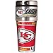NFL Kansas City Chiefs Metallic Travel Tumbler, Stainless Steel and Black Vinyl, 16-Ounce
