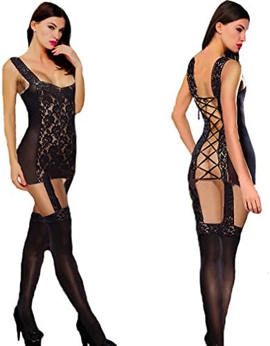 Desility Black Sexy Fishnet Lingerie Bodystockings Stretchy Tights Flirty Open Crotch Sex Bodysuit