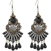 Gothic Lace Earrings Punk Black Drop Vintage Lace Pendant Halloween Black Teardrop Earrings Halloween Party Jewelry Gift for Women