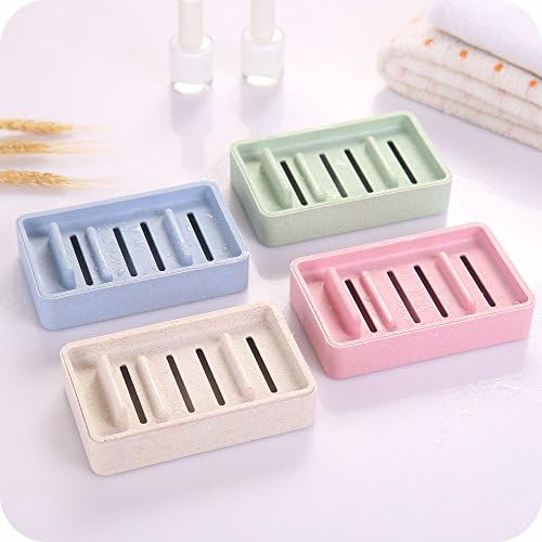 GUGUJI Modern Plastic Bathroom Soap Dish Kitchen & Bath Soap Saver Tray, with Drain Keep Soap Bar Dry, Easy Cleaning (Blue Ash)