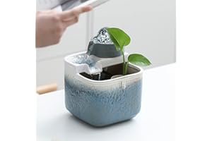 Ceramic Tabletop Fountain with Ball for Indoor Table Desk Office Patio (Blue) (Blue)