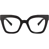 Zeelool Trendy Rectangle Blue Light Blocking Glasses for Women TR90 Eyewear Malcolm VFT0269 (VFT0269-03 Black, Non-prescription Clear Lens)