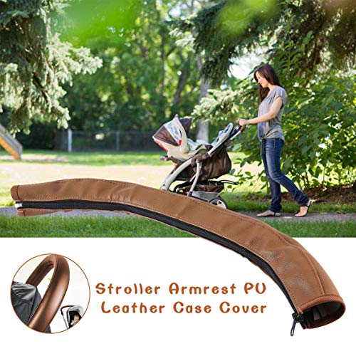 image for Foreverharbor Baby Pram Accessories Stroller Armrest PU Leather Protec