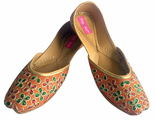 step n style women's multi kundan work punjabi jutti ethnic mojari