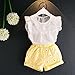 Happy Town Toddler Kids Baby Girls Outfits Clothes T-Shirt Blouse Tops and Floral Shorts Pants Suit 2PCS Set (4T, Yellow)