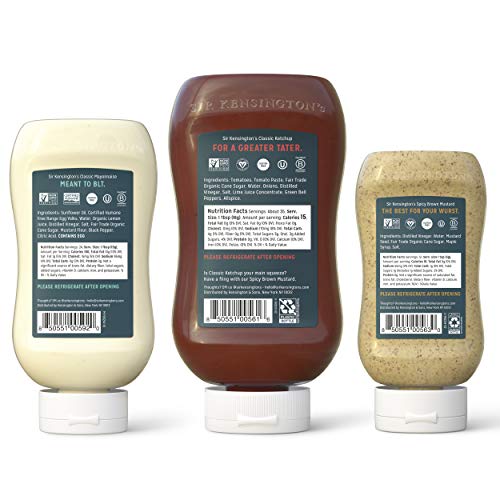 Sir Kensington's Classic Ketchup, Classic Mayonnaise, Spicy Brown Mustard Trio Sampler Picnic