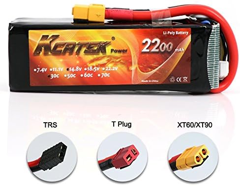 KCRTEK Lipo Battery Pack 14.8V 30C 4S 2200mAh with XT60 Connector for RC Airplane Helicopter RC Car RC Truck RC Boat and other RC model by