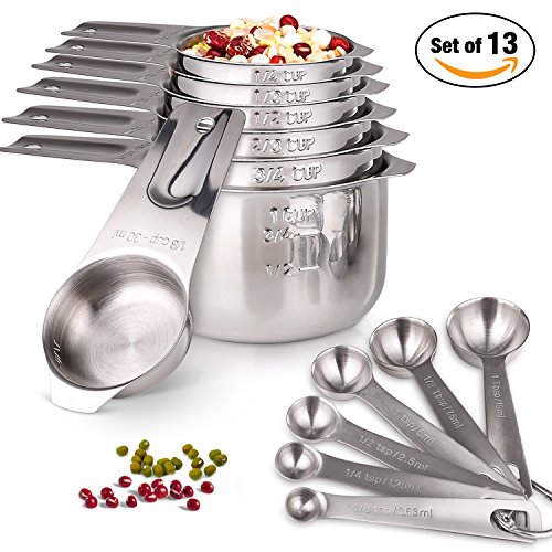 Measuring Cups And Spoons Set 13 Pieces Stainless Steel Stackable - Main Image