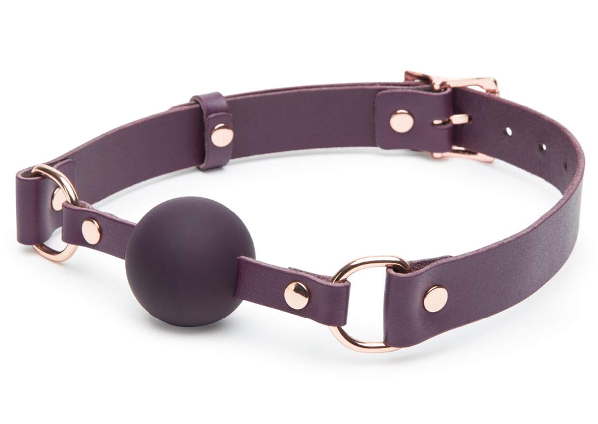 Fifty Shades Freed Cherished Collection Leather Ball Gag, purple
